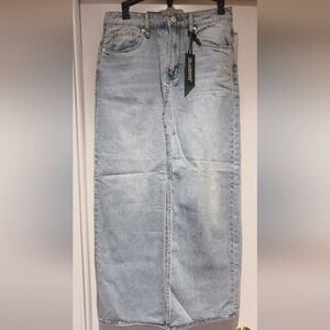 NWT [ BLANKNYC ] Blue Light Denim WOMEN' Full Length Jeans Skirt